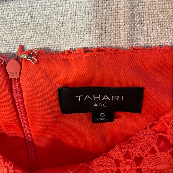 Tahari Womens Lace Tired Lined Square Neck Back Zip Mini Dress Party 6 NWT - Picture 11 of 14